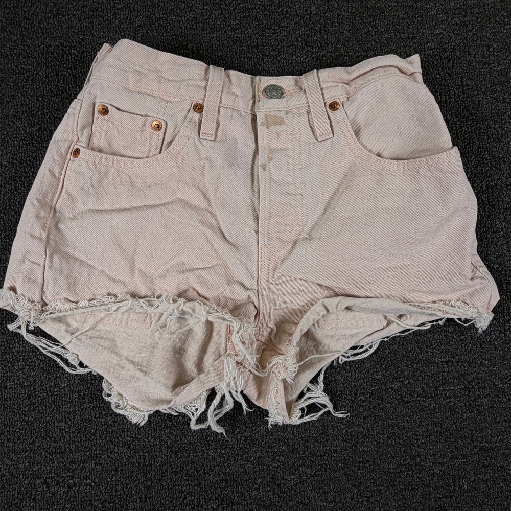Levi's Shorts Womens 25 501 Original Pink High Rise Raw Hem Cut Off 56327-0260